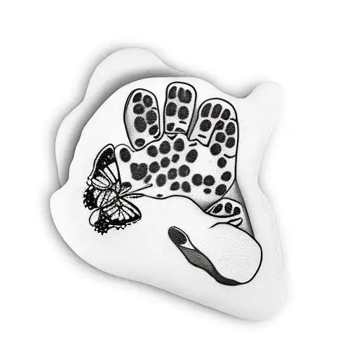 Bear Paw With Butterfly As Pad Of Paw