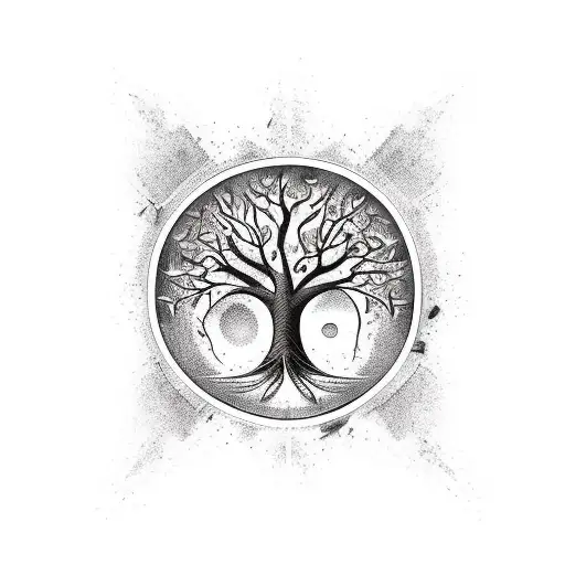 Broken Skateboard With Tree Of Life That Holds A Guitar