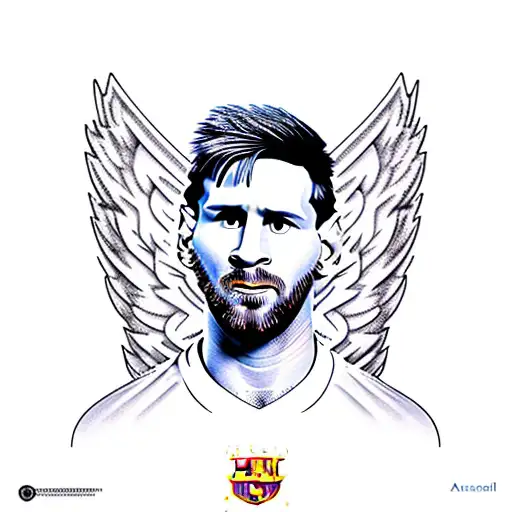 Lionel Messi With Angel Wings And The World Cup