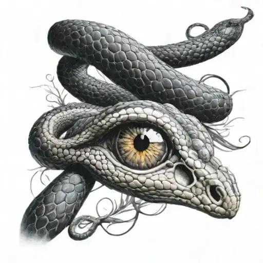 Snake And Female Eye