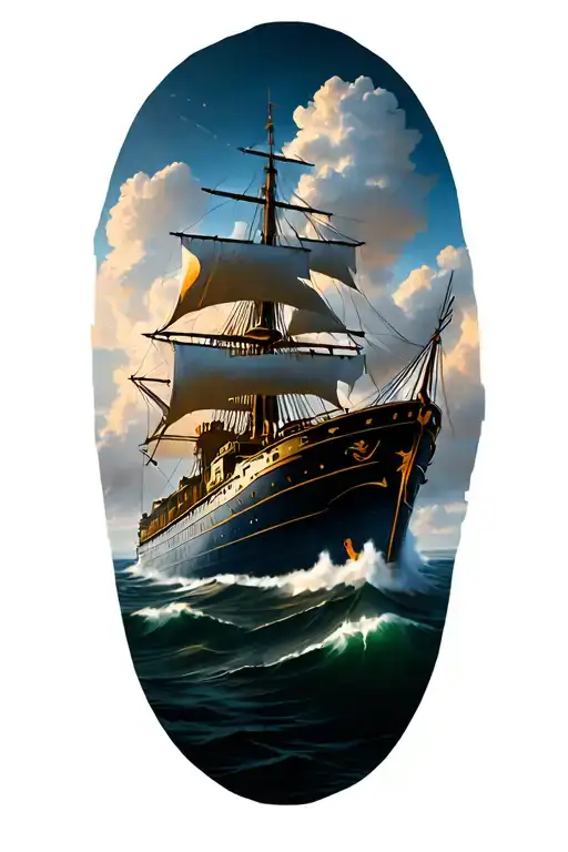 Ship With Clouds In The Background