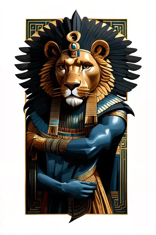 Egyptian Lion God Holding