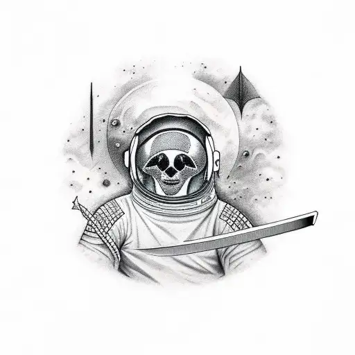 Astronaut With Sword Stabbing In Back