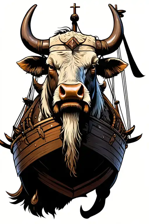 Viking Ship And Bull