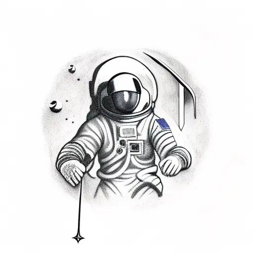 Astronaut With Sword Stabbing In Back