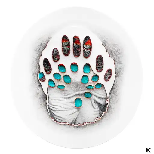 Bear Paw With Butterfly As Pad Of Paw