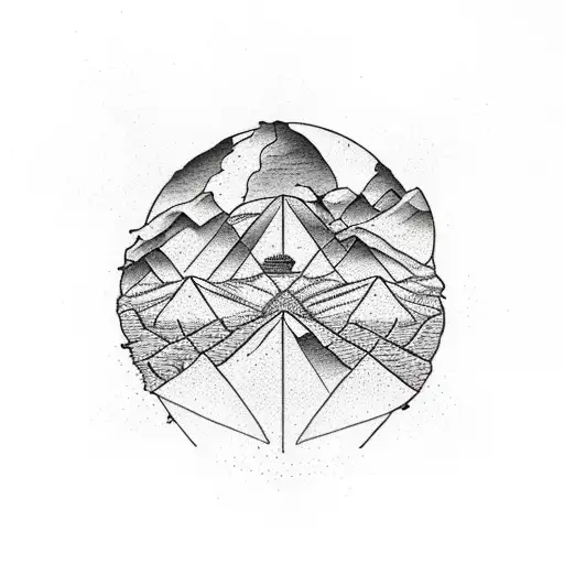 Desert Dunes With Pyramids Inside A Sphere That Is Supported By The Figure Of Atlas