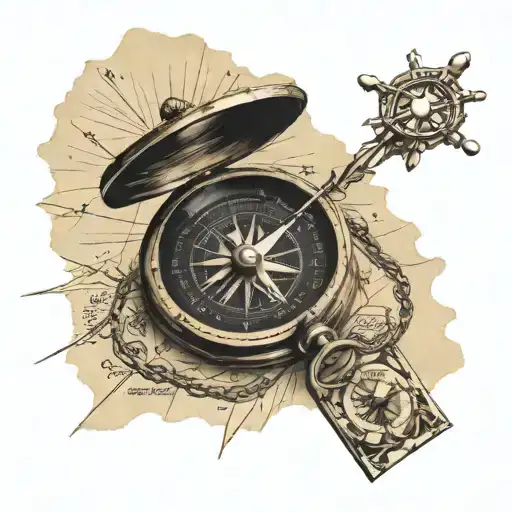 Jack Sparrows Compass On A Treasure Map