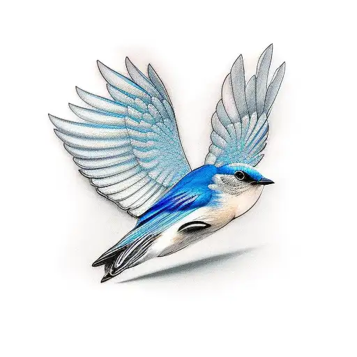 Blue Bird Flying Over A Gift Box