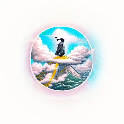 The Text 'Always Take The High Road' Displayed Inside Of A Cloud With A Bird Flying Above