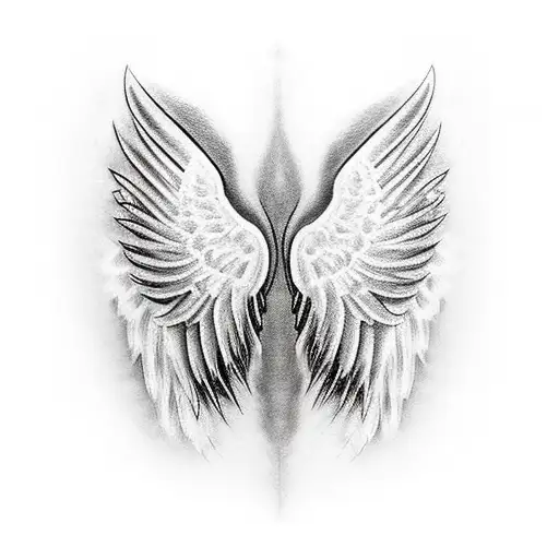 An Angel Wing Crossing From Should Down The Outside Of The Arm