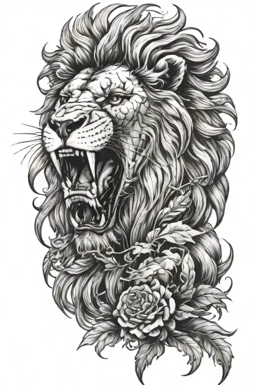 Skull And Lion Roaring
