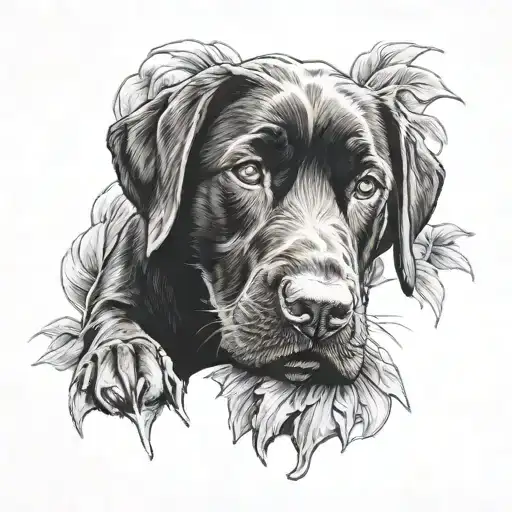 Dog Paw With My Black Lab Face In It