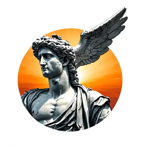 Apollo Statue Realism With A Sun In The Background