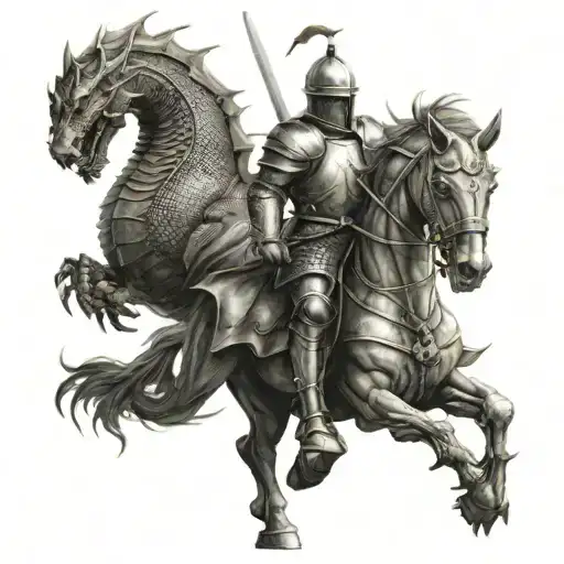 Knight And Dragon Emerging