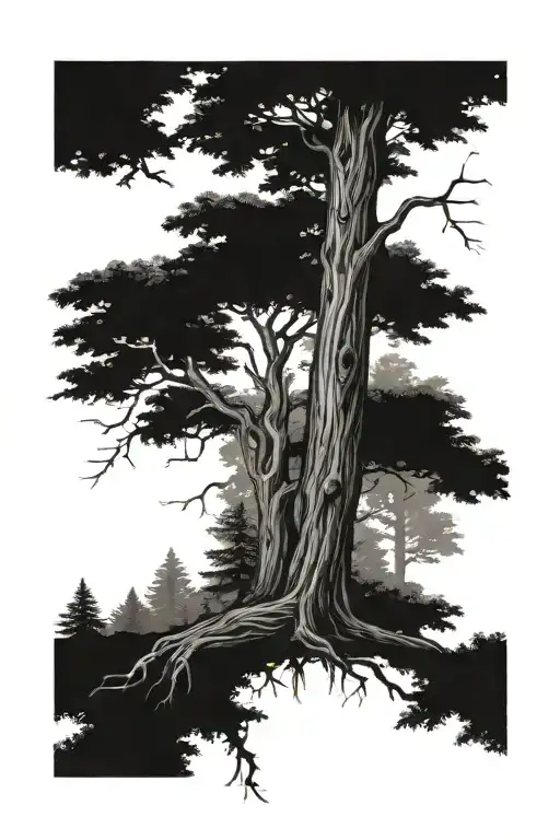 Young Tree Standing With Down Trees Surrounding Them