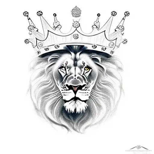 Lion Head With Crown On Head