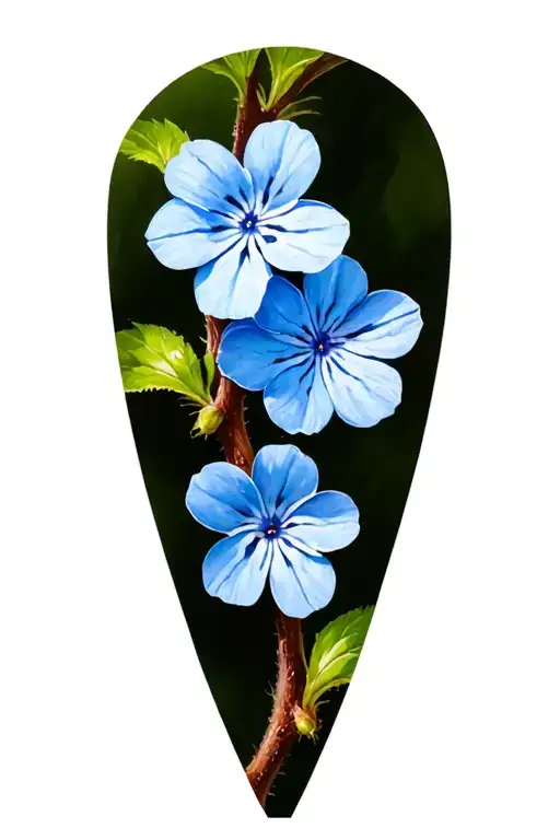 Blue Forget Me Not Flowers On A Vine Going Vertical