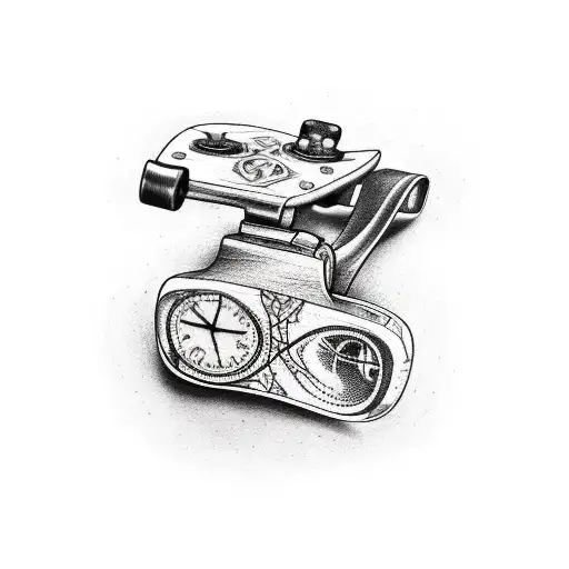 Broken In Two Skateboard With Guitar