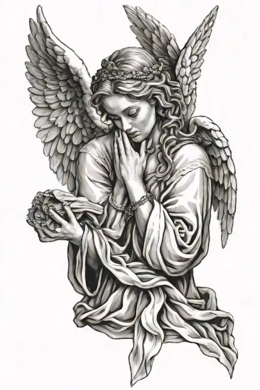 Female Angel Praying Hands Together