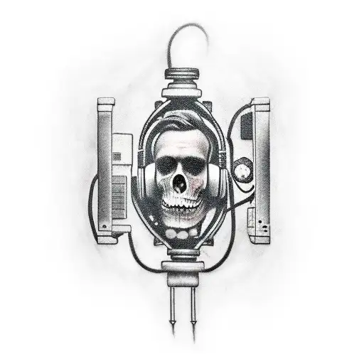 A Surreal Tattoo Of A Gaming Pc Merged With A Dj Setup