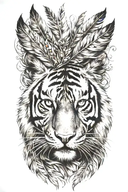 Tiger With Feathers Dangling