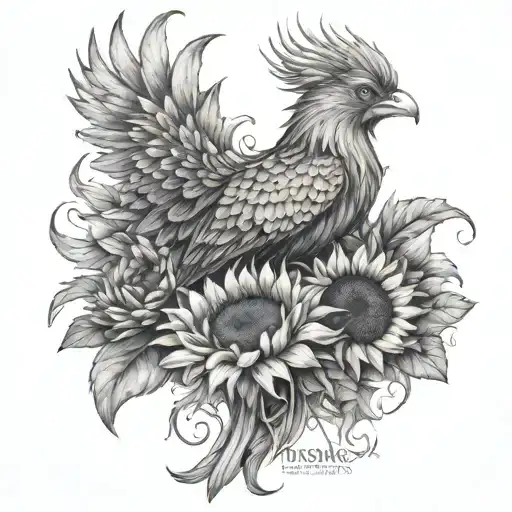 Phoenix Bird With Sunflowers Wrapped