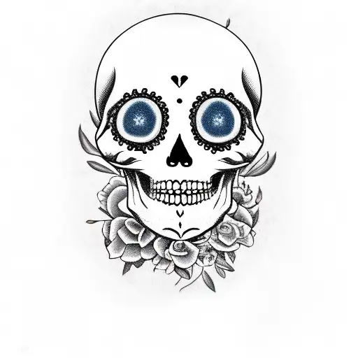 Sugar Skull With Flower