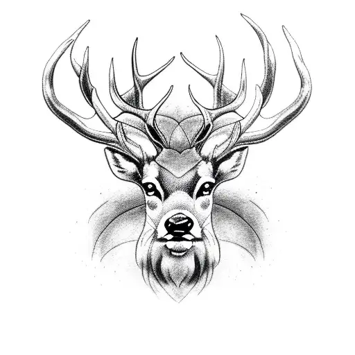 Combine The Head Of A Stag With A Mandala Background