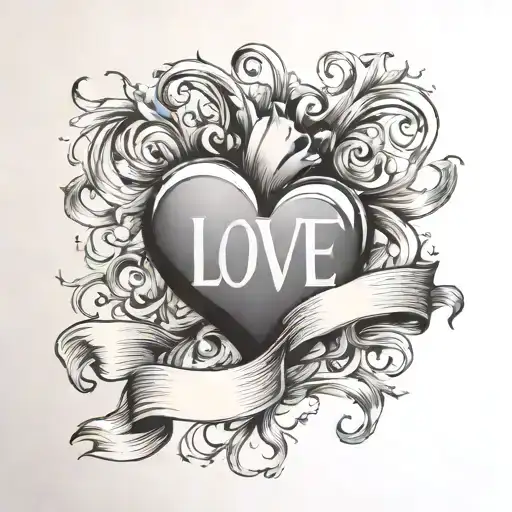 Heart With Banner Surrounding Love Symbol