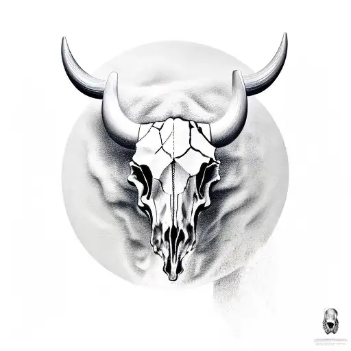 Bull Skull With Horse Shoes