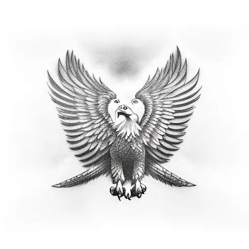 Eagle Front View Wingspan On Chest Underneath Collar Bone