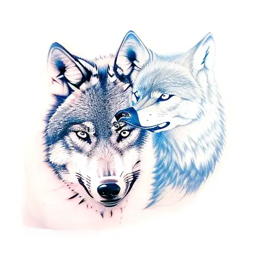 A Tattoo Of A Wolf Protecting A Duck