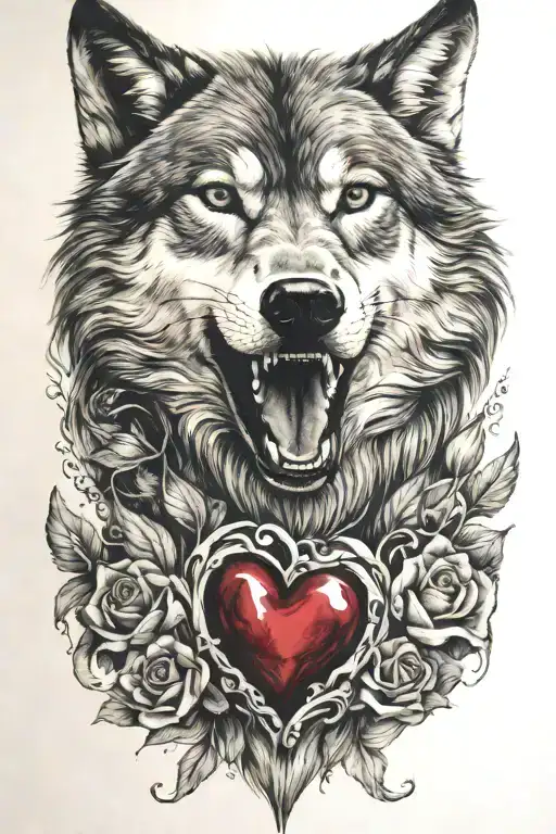 Woman Wolf Heart Made