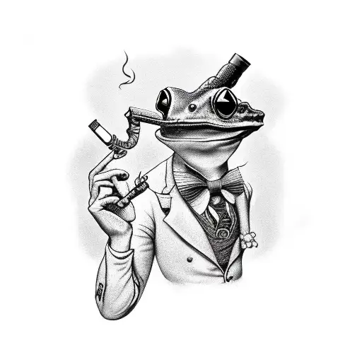 Gentlemen Frog Smoking A Pipe