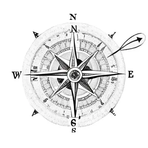 Old Compass With Flowers And Dates