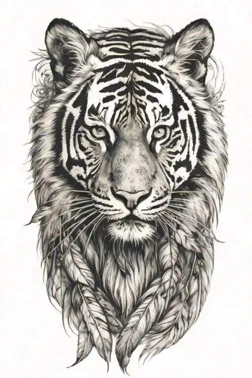 Tiger With Feathers Dangling