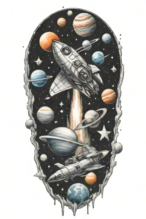 Rocket Ship And Planets
