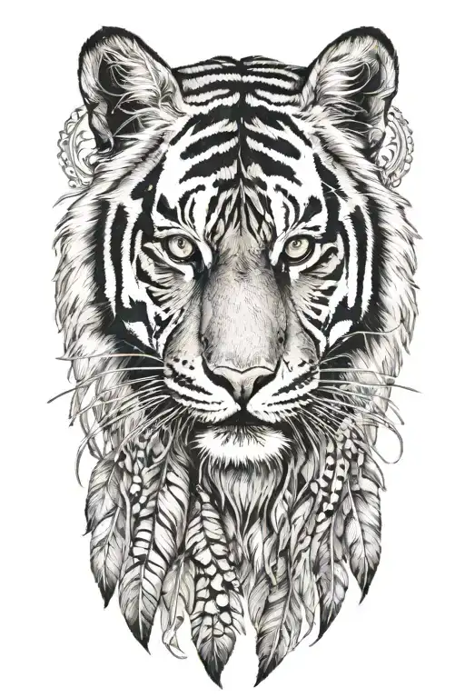 Tiger With Feathers Dangling
