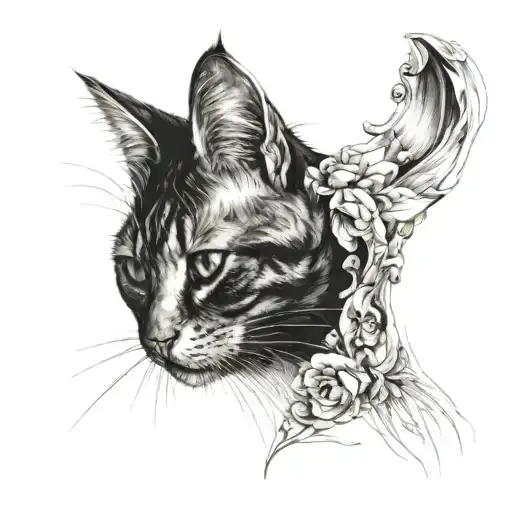 Black And White And Grey Cat