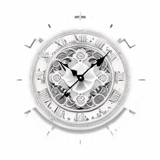 Clock Gears And Flowers