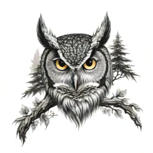 Owl Forrest Themed Half Sleeve