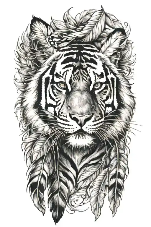 Tiger With Feathers Dangling