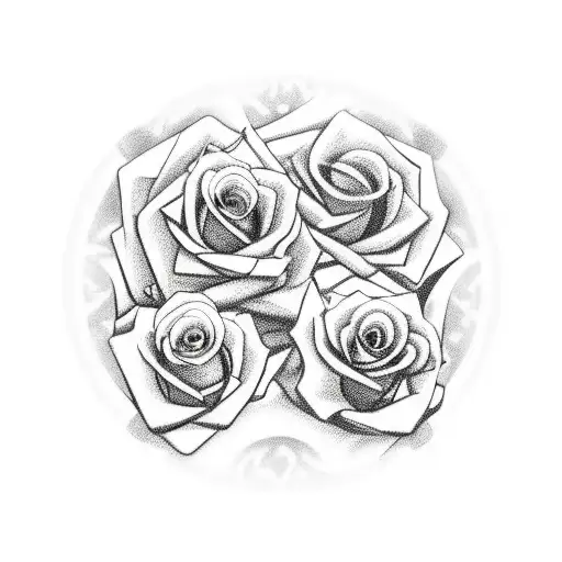 Three Red Roses With Stalks In A Moon Light Background