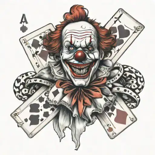 Evil Clown Holding Deck Of Cards
