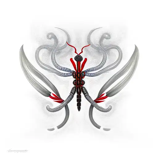 Centipede With Red Lily