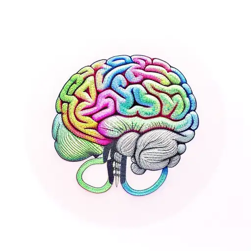 Brain With Rainbow Surrounding