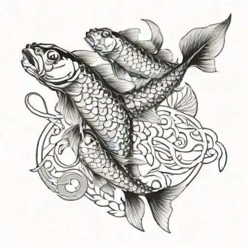 Kitchen Utensils Forming A Koi Fish Design