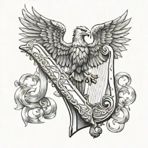 Polish Eagle Irish Harp Catholic Cross