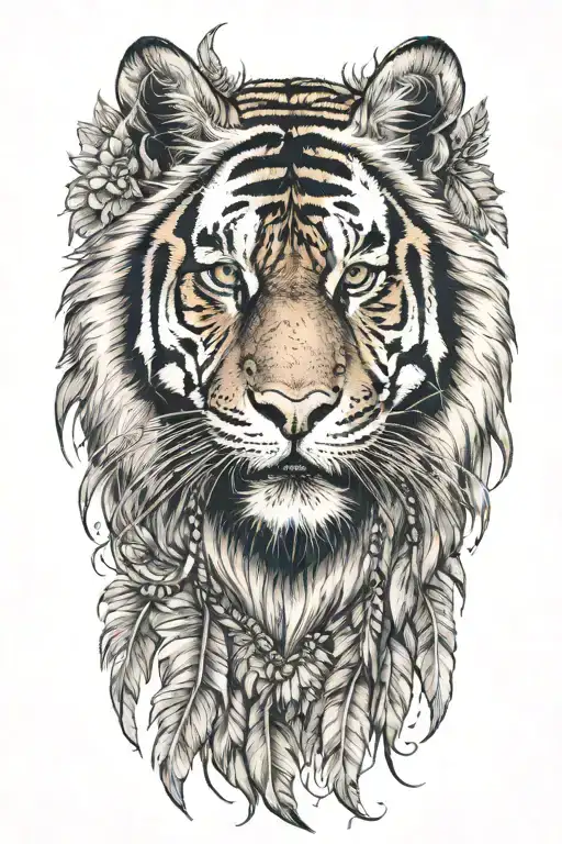 Tiger With Feathers Dangling